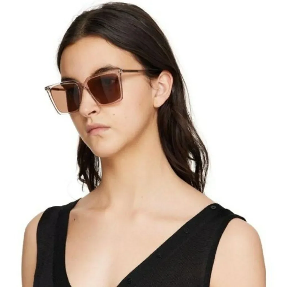 SALE! NEW Saint Laurent SL474 003 Nude Brown Square Unisex Sunglasses